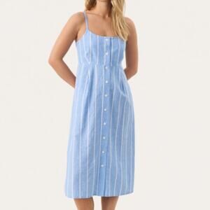 Part Two Reysa Dress Womens EU36/ S Marina Blue Linen Sleeveless Shirt Button